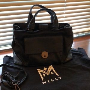 Black pebbled leather Milly handbag. Donating soon